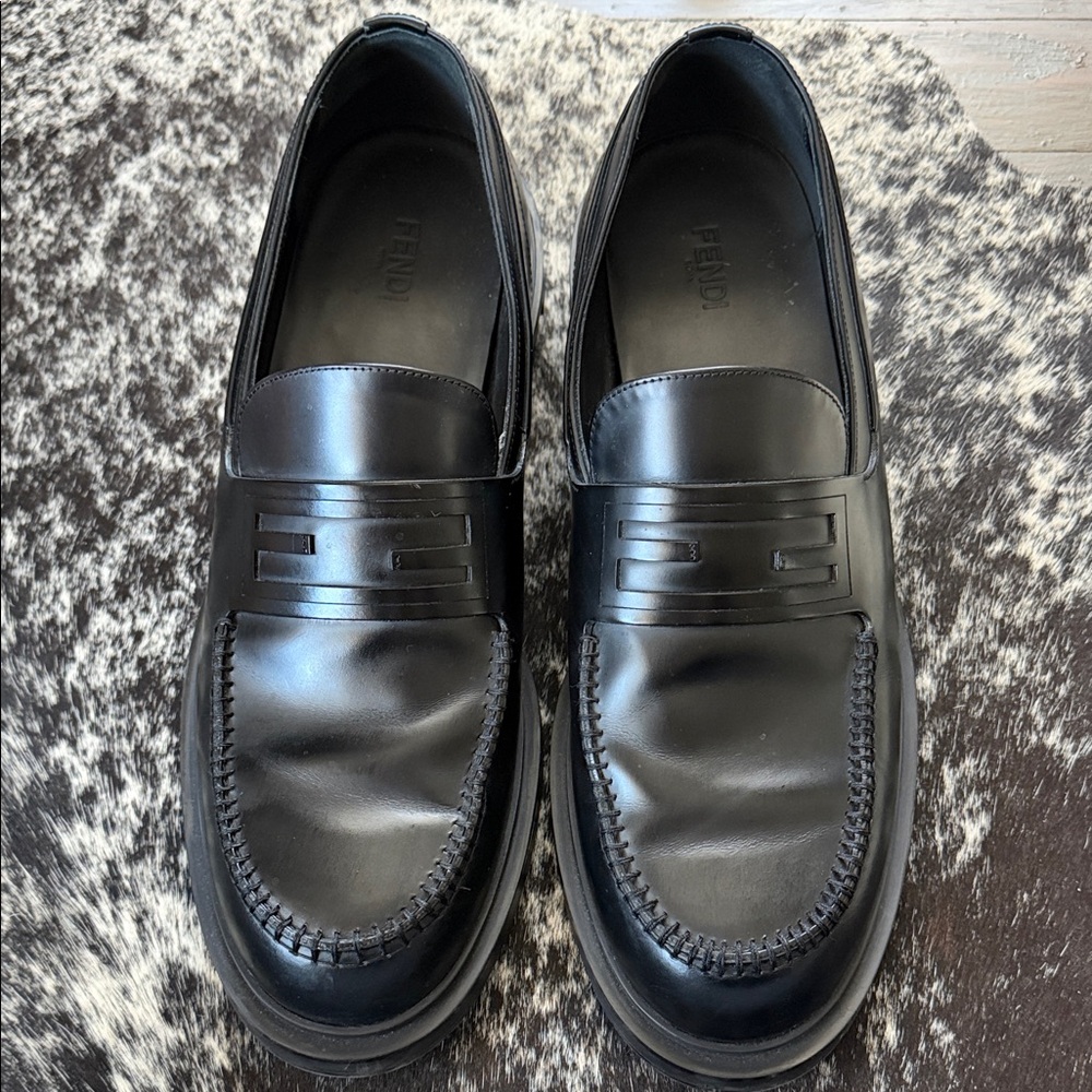 Fendi Black Leather Loafers